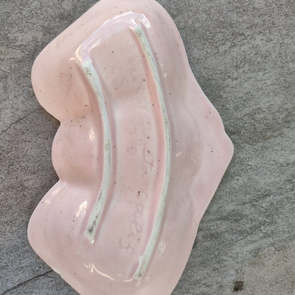 Vintage MCM Belmar California Pottery Pink Strawberry Replacement Tray Dish - Picture 3 of 4